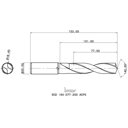картинка Сверло монолитное SCD 184-077-200 ACP5  IC908 от магазина Гурумарт