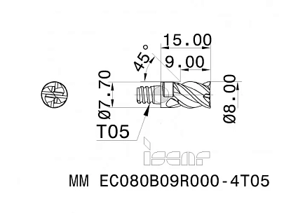 картинка Головка фрезерная MM EC080B09R000-4T05 IC908 от магазина Гурумарт
