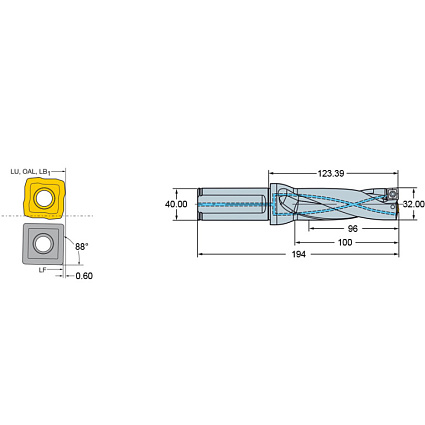 картинка Сверло со сменными пластинами CoroDrill® 880-D3200L40-03 от магазина Гурумарт