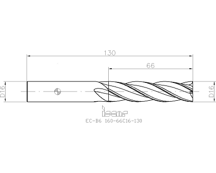 картинка Фреза монолитная EC-B6 160-66C16-130  IC903 от магазина Гурумарт