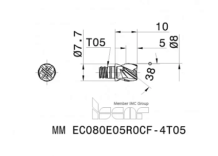 картинка Головка фрезерная MM EC080E05R0CF-4T05 IC908 от магазина Гурумарт