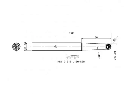 картинка Фреза концевая HCM D12-D-L160-C16 от магазина Гурумарт